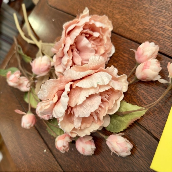 Blush Pink Roses Peonies Floral Green Leaves Wedding Dining Table Arrangement - Picture 5 of 16